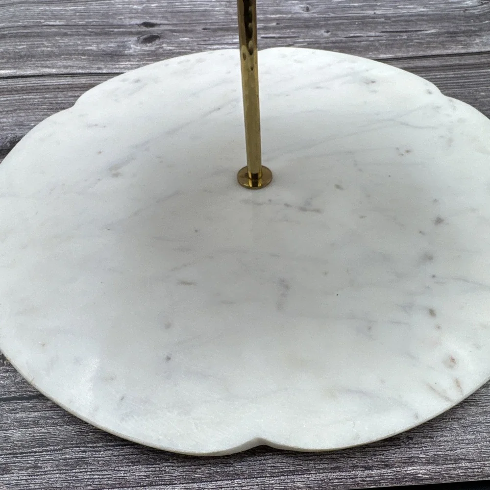 Anthropologie Meta Three Tier Serving Stand Marble Base 24
